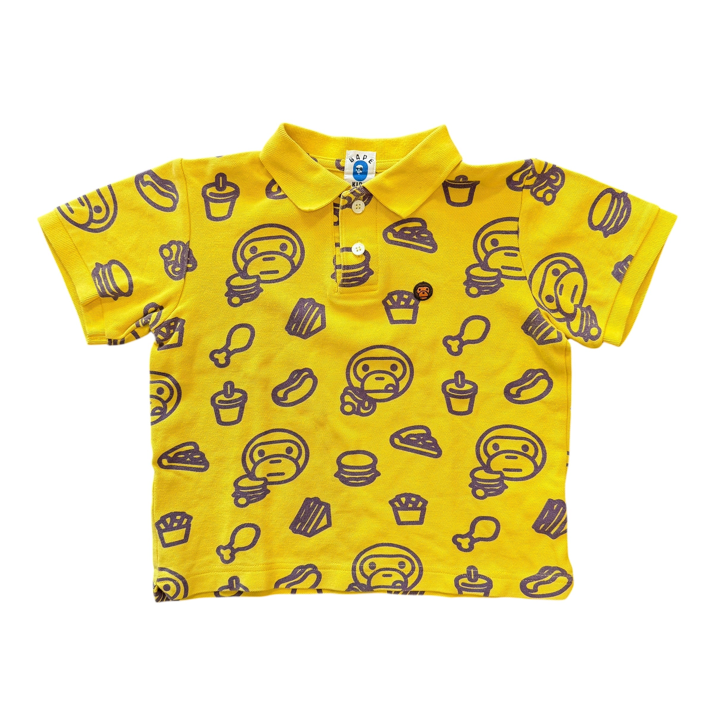 Kids Bape Milo Food Yellow Polo