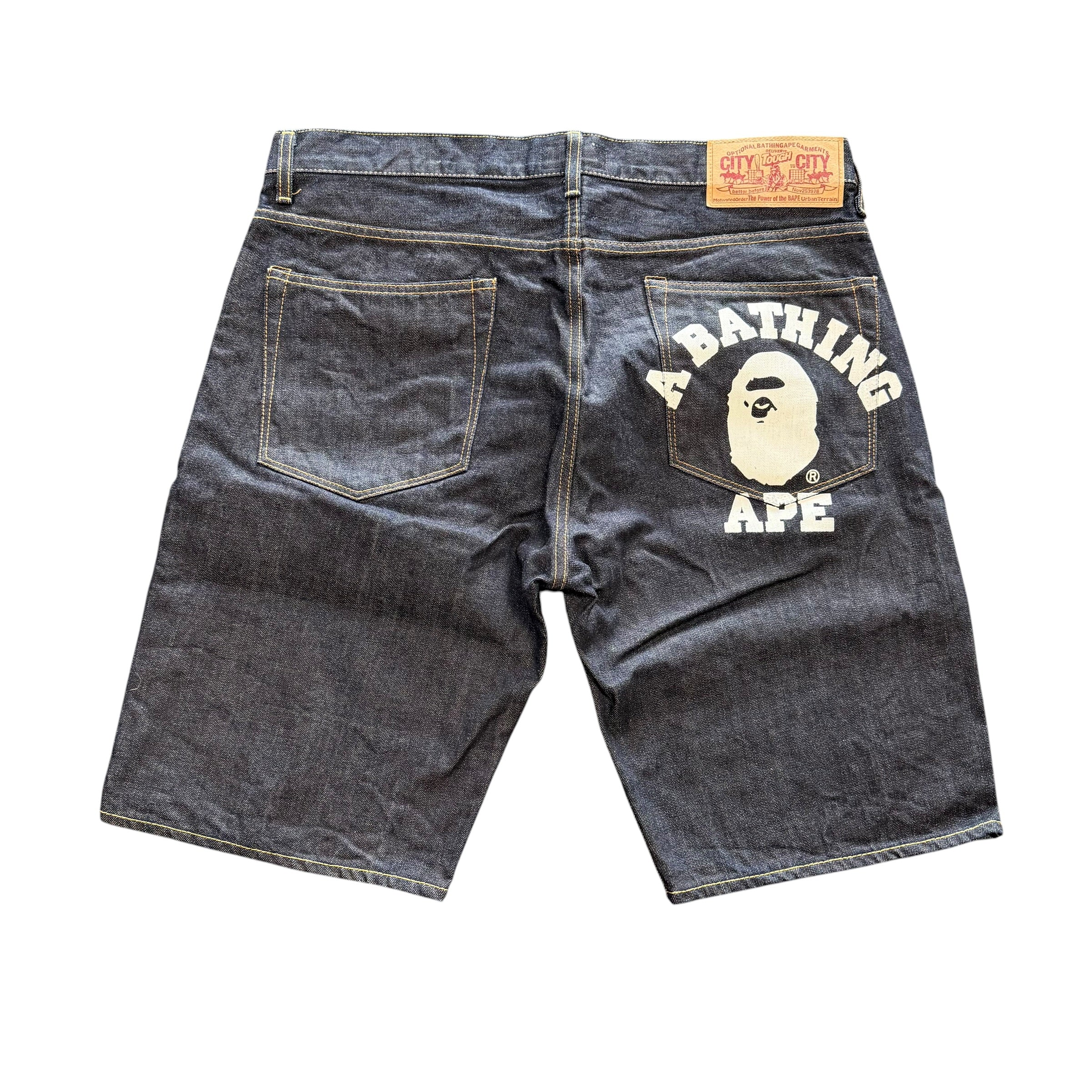 Bape Ape Raw/White Denim Shorts