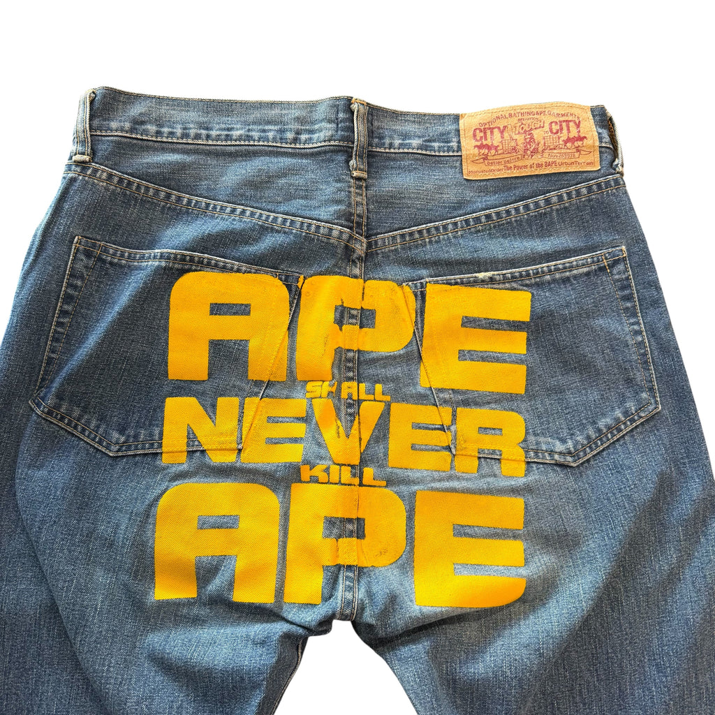 Bape “Shall Never Kill” Blue/Yellow Denim Jeans