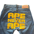 Bape “Shall Never Kill” Blue/Yellow Denim Jeans
