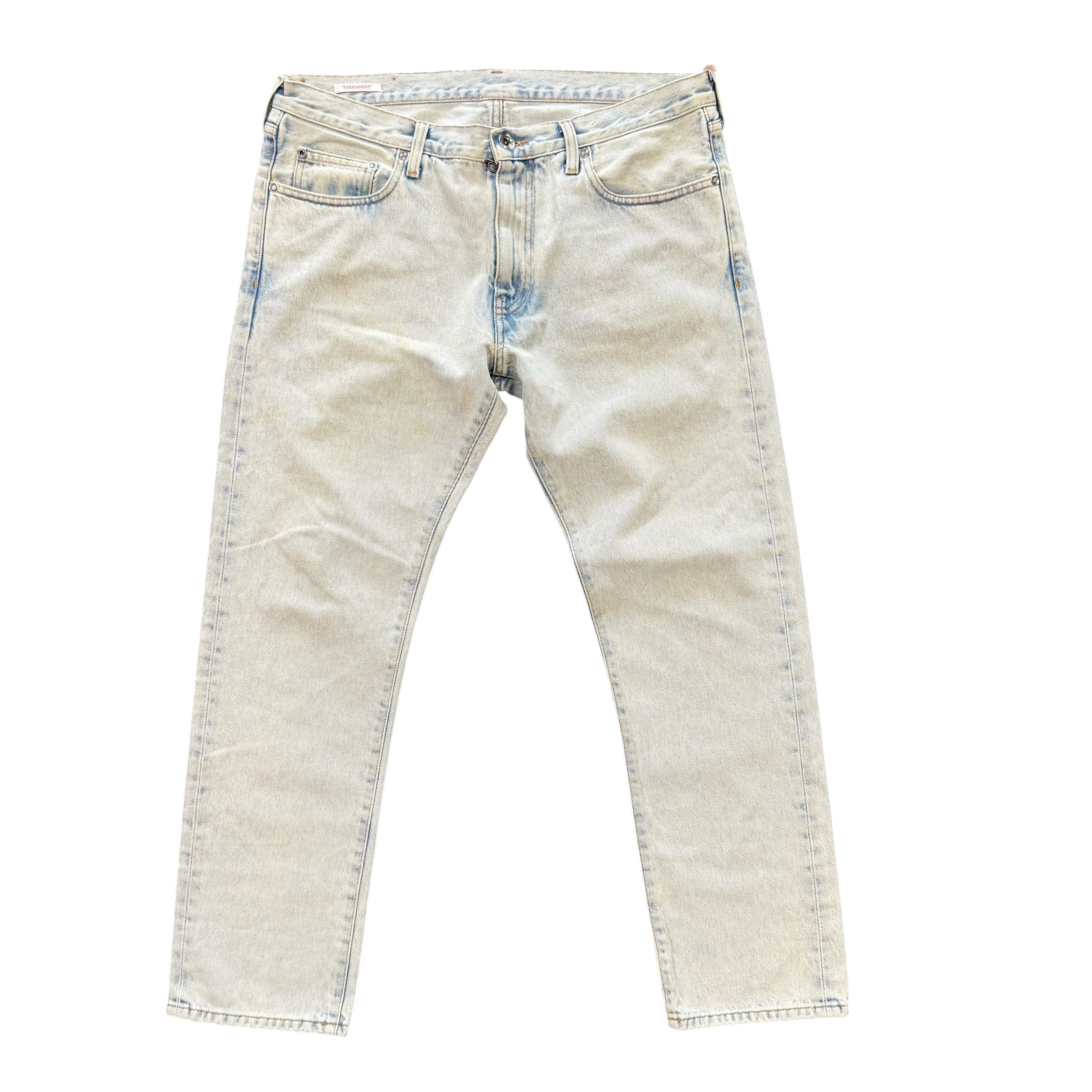 Off-White Light Wash Straight Leg Jeans