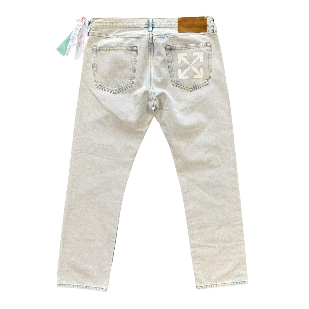 Off-White Light Wash Straight Leg Jeans