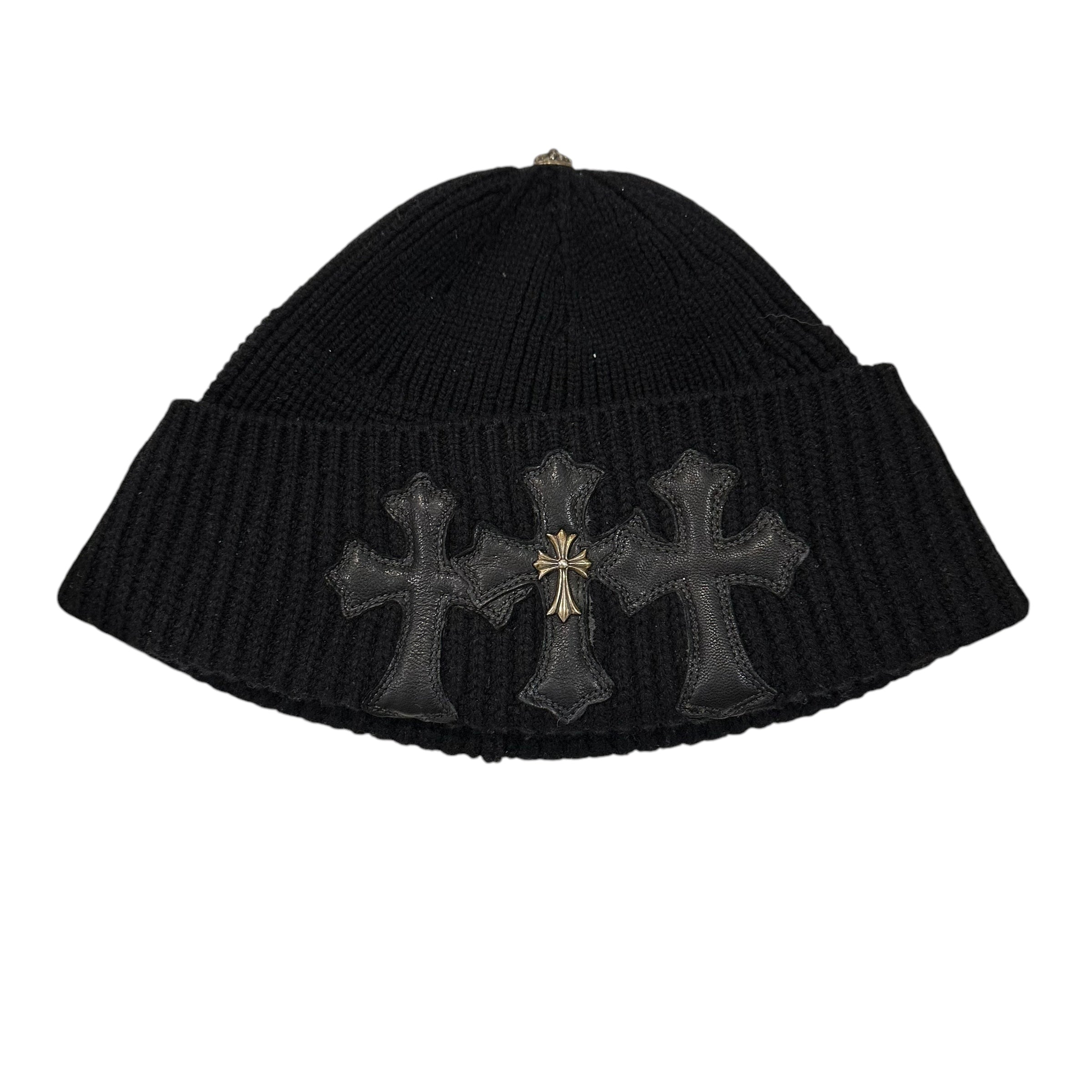 Chrome Hearts Black Triple Cross Beanie