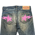 Bape Pink Star Faded Jeans