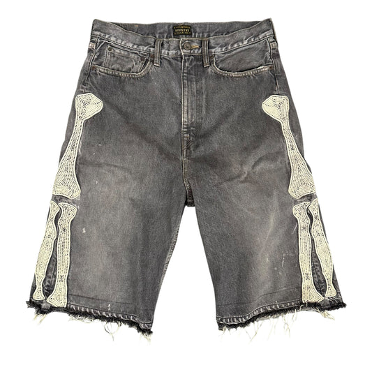 Kapital Grey Bone Denim Shorts