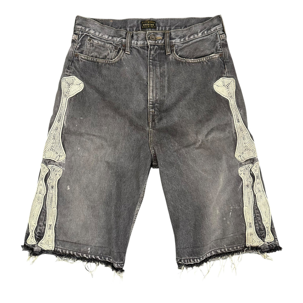 Kapital Grey Bone Denim Shorts