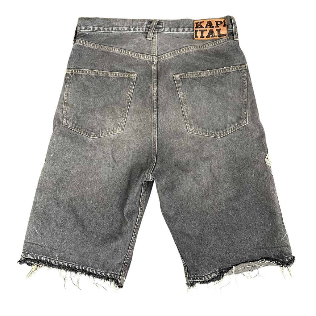 Kapital Grey Bone Denim Shorts