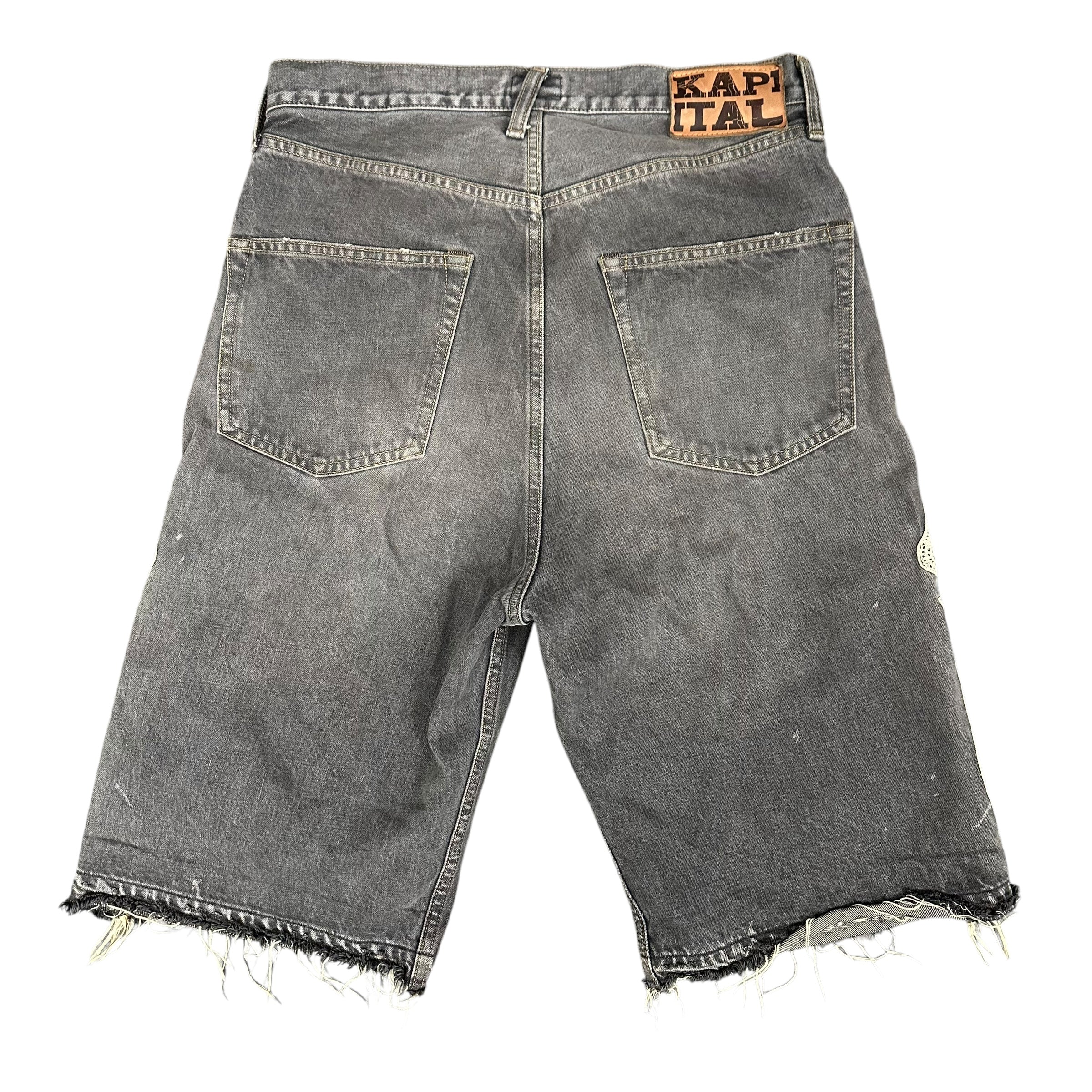 Kapital Grey Bone Denim Shorts