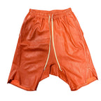 Rick Owen Orange Leather Shorts