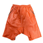 Rick Owen Orange Leather Shorts