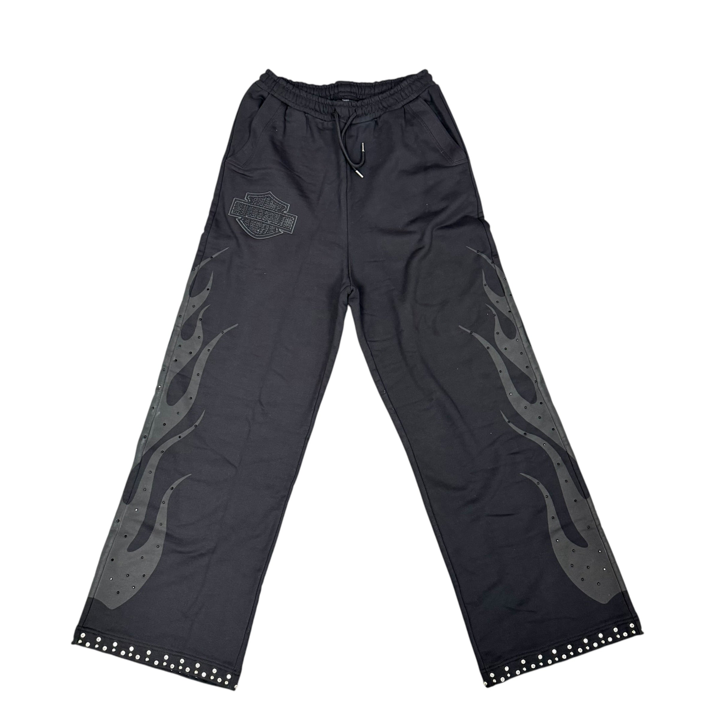 Murd333r.fm Black Rhinestone Sweatpants