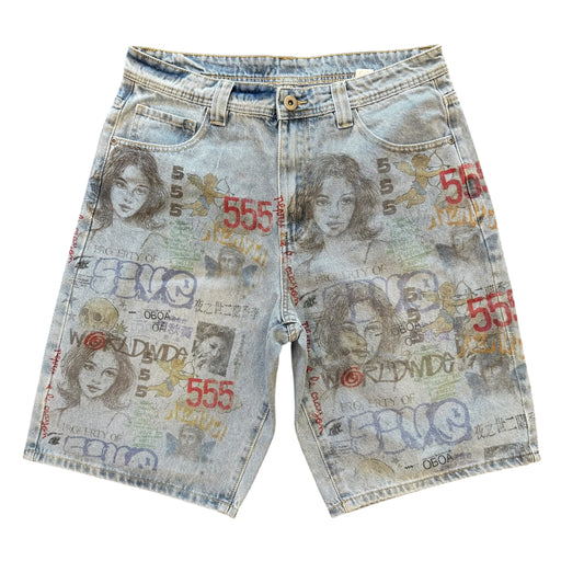 5ive.Undergod Sketch Book Denim Shorts