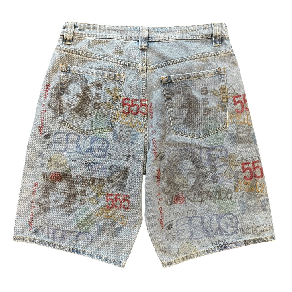 5ive.Undergod Sketch Book Denim Shorts