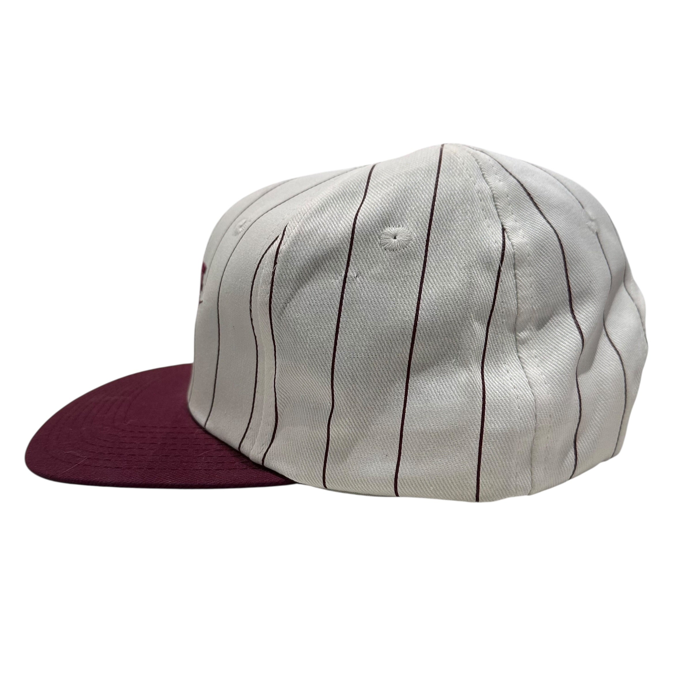 Vintage Nike White/Burgundy Pinstripe Snapback