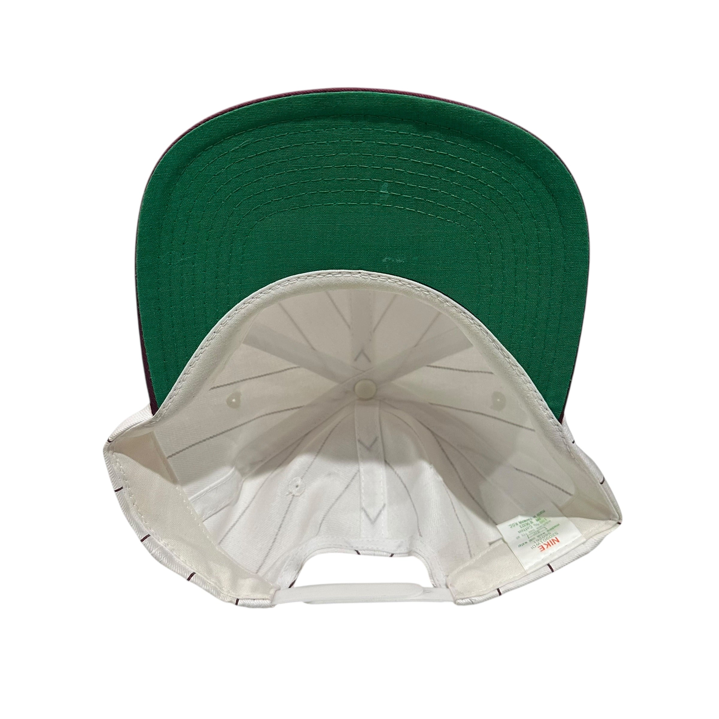 Vintage Nike White/Burgundy Pinstripe Snapback