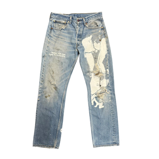 Better With Age Painted Blue Jeans
