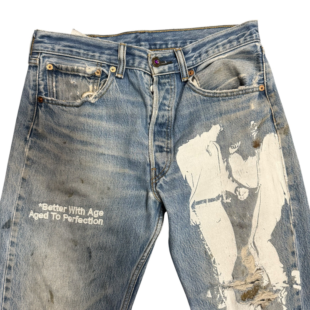 Better With Age Painted Blue Jeans