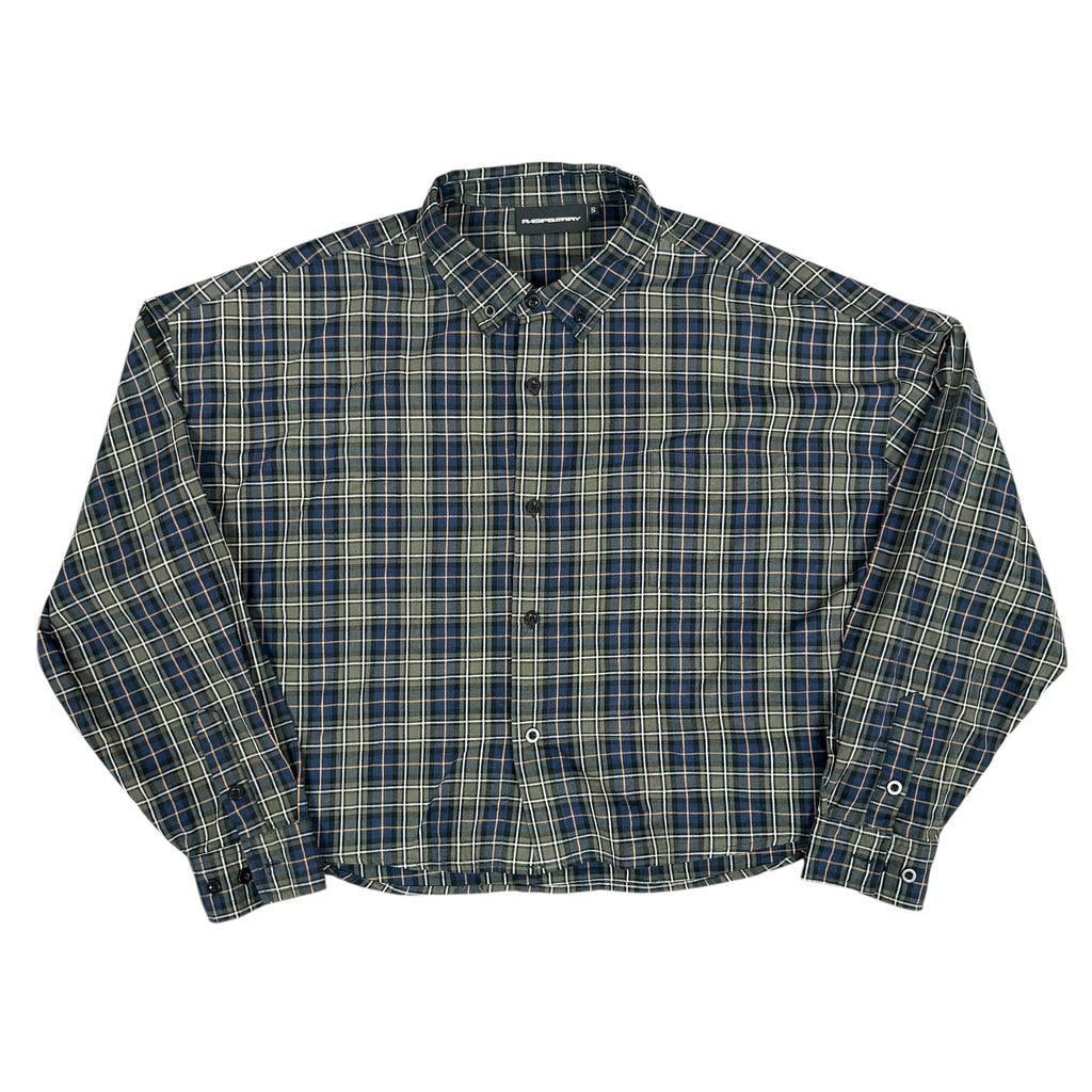 GV Gallery Green/Blue Cropped Plaid Button Up