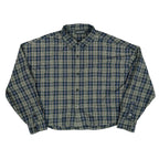 GV Gallery Green/Blue Cropped Plaid Button Up
