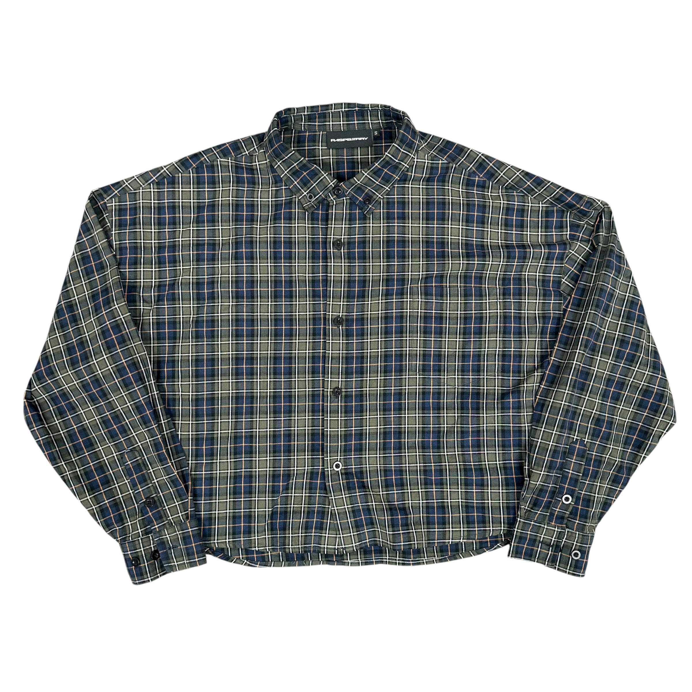 GV Gallery Green/Blue Cropped Plaid Button Up