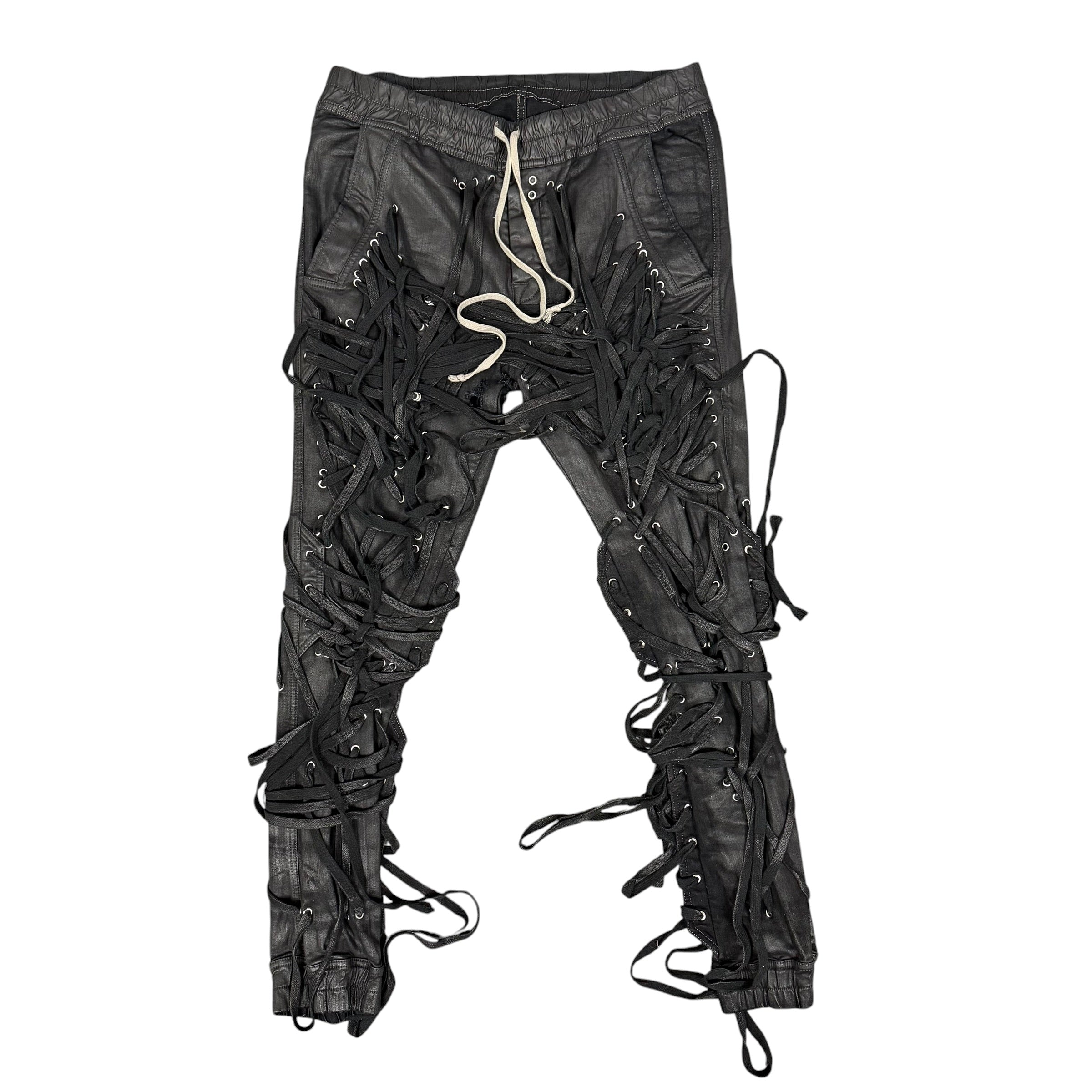Rick Owens Tecuatl Megalace Black Wax Pants