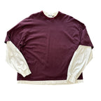 Anglan Brgndy/Wht Double Layer Tee
