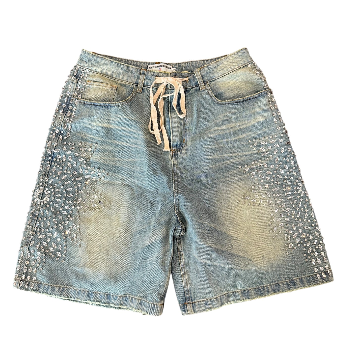 NEW Vale Lives Rhinestone Blue Denim Shorts