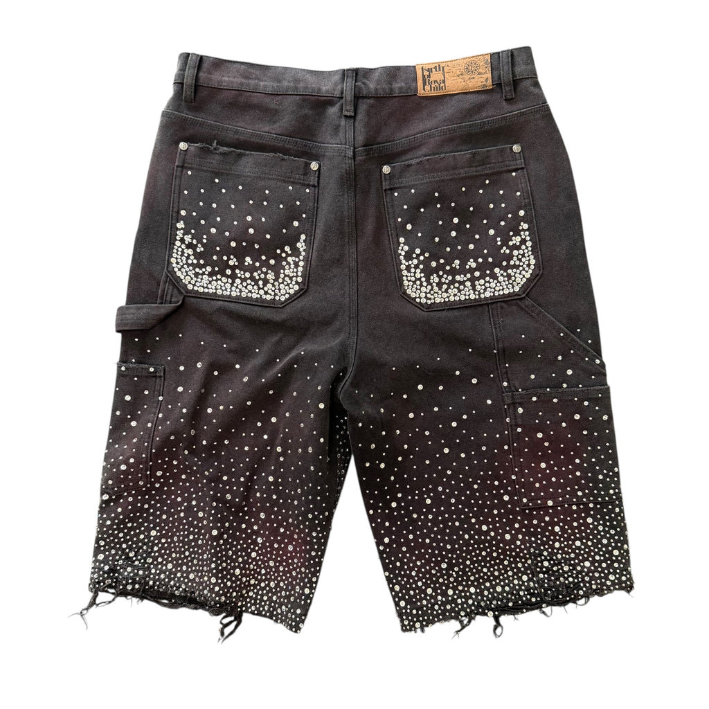 Birth Of Royal Child Black Rhinestone Shorts