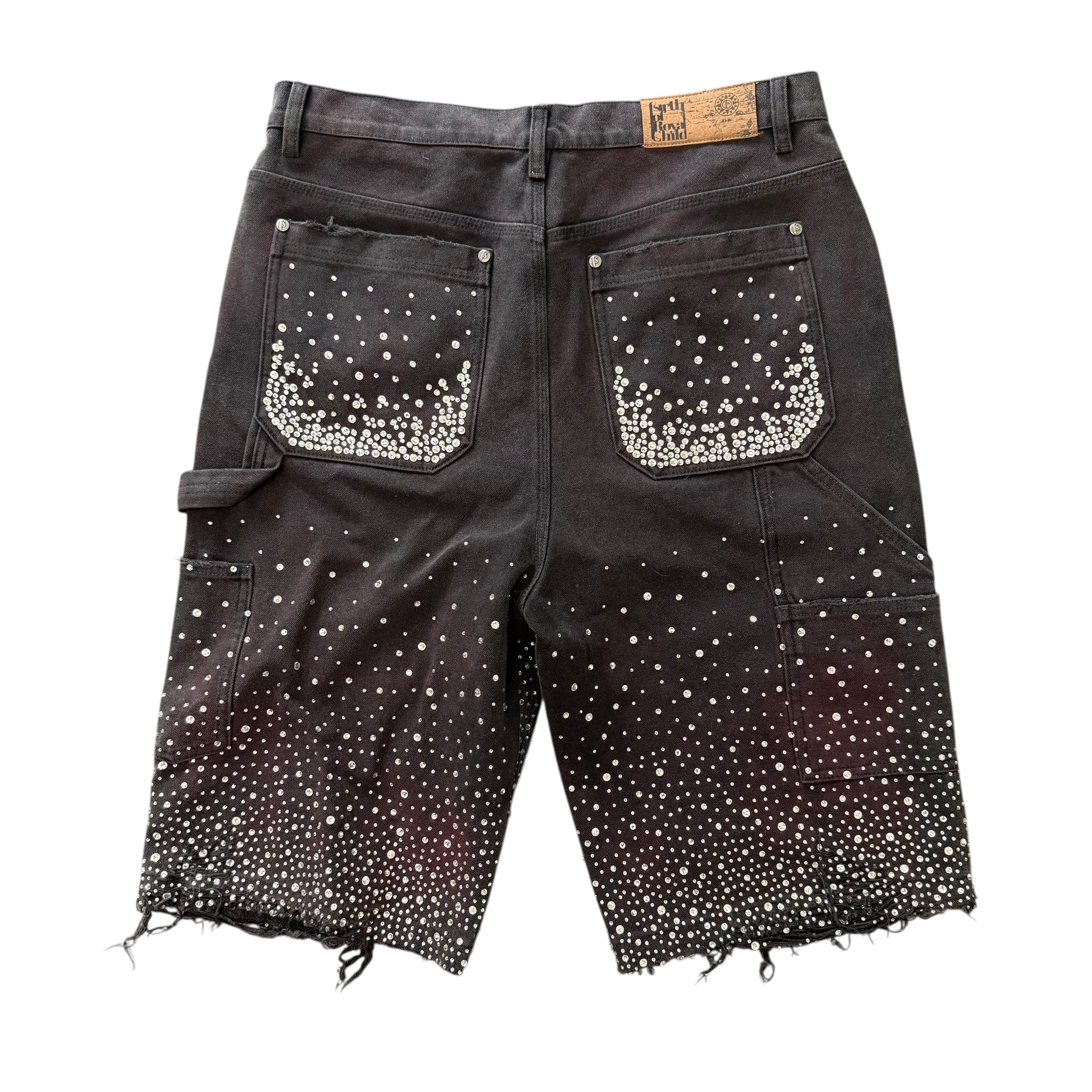 Birth Of Royal Child Black Rhinestone Shorts