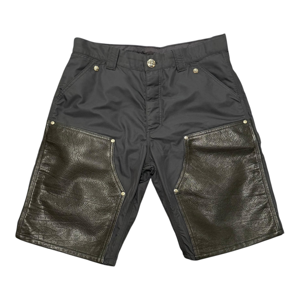 Chrome Heart Leather Double Knee Shorts