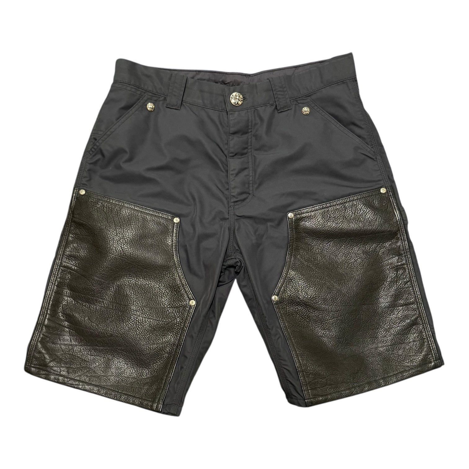 Chrome Heart Leather Double Knee Shorts