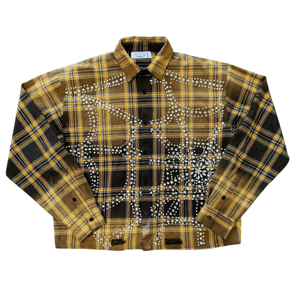 Vale Lives Brown/Yellow Rhinestone Flannel