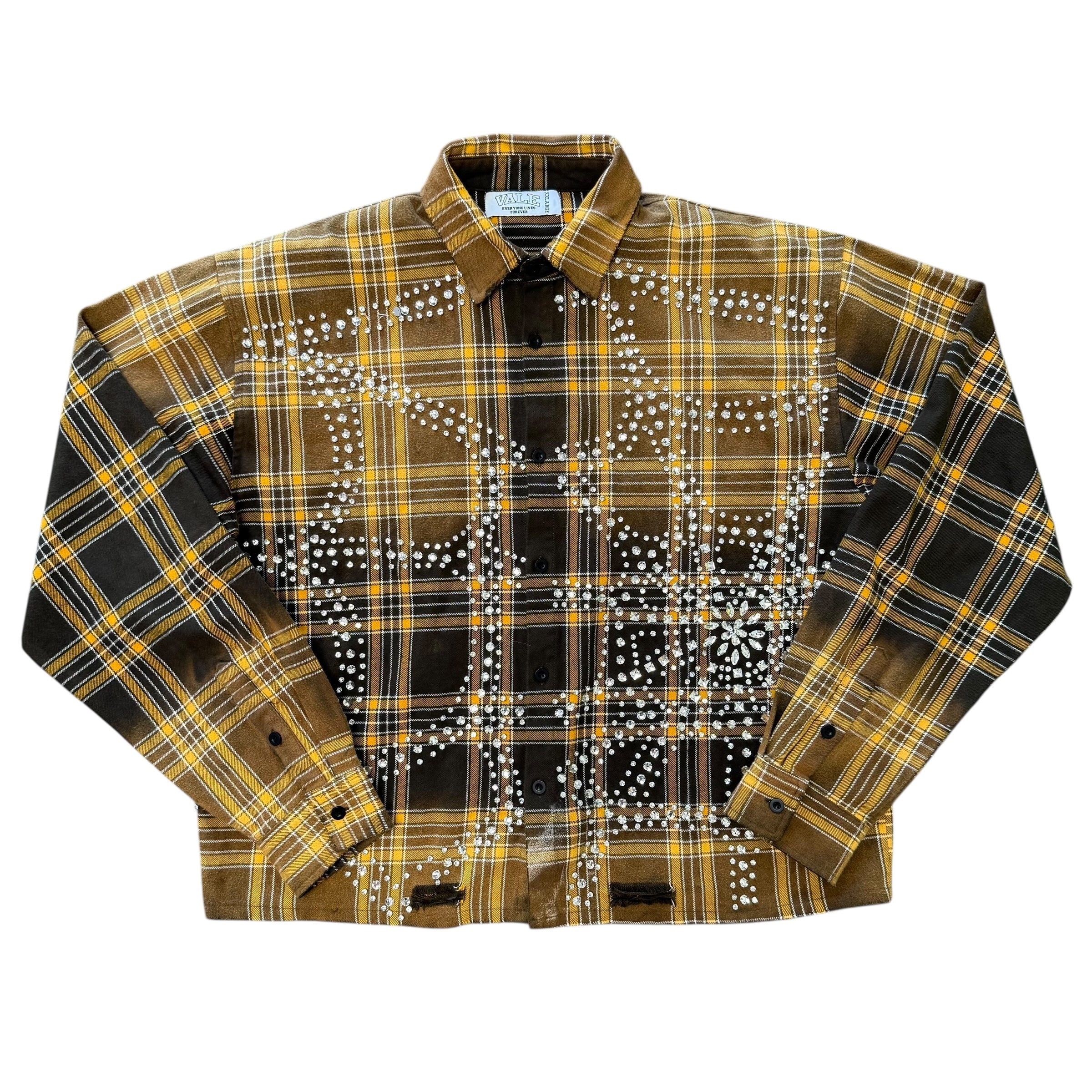 Vale Lives Brown/Yellow Rhinestone Flannel
