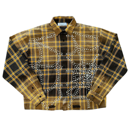 Vale Lives Brown/Yellow Rhinestone Flannel