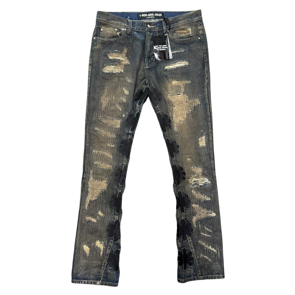 NEW LostShdws. Distressed Flare Jeans