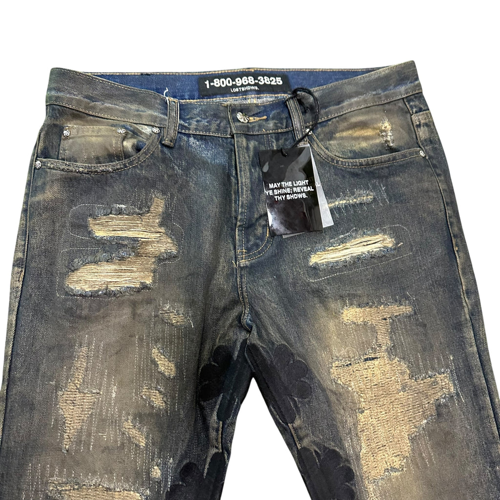 NEW LostShdws. Distressed Flare Jeans