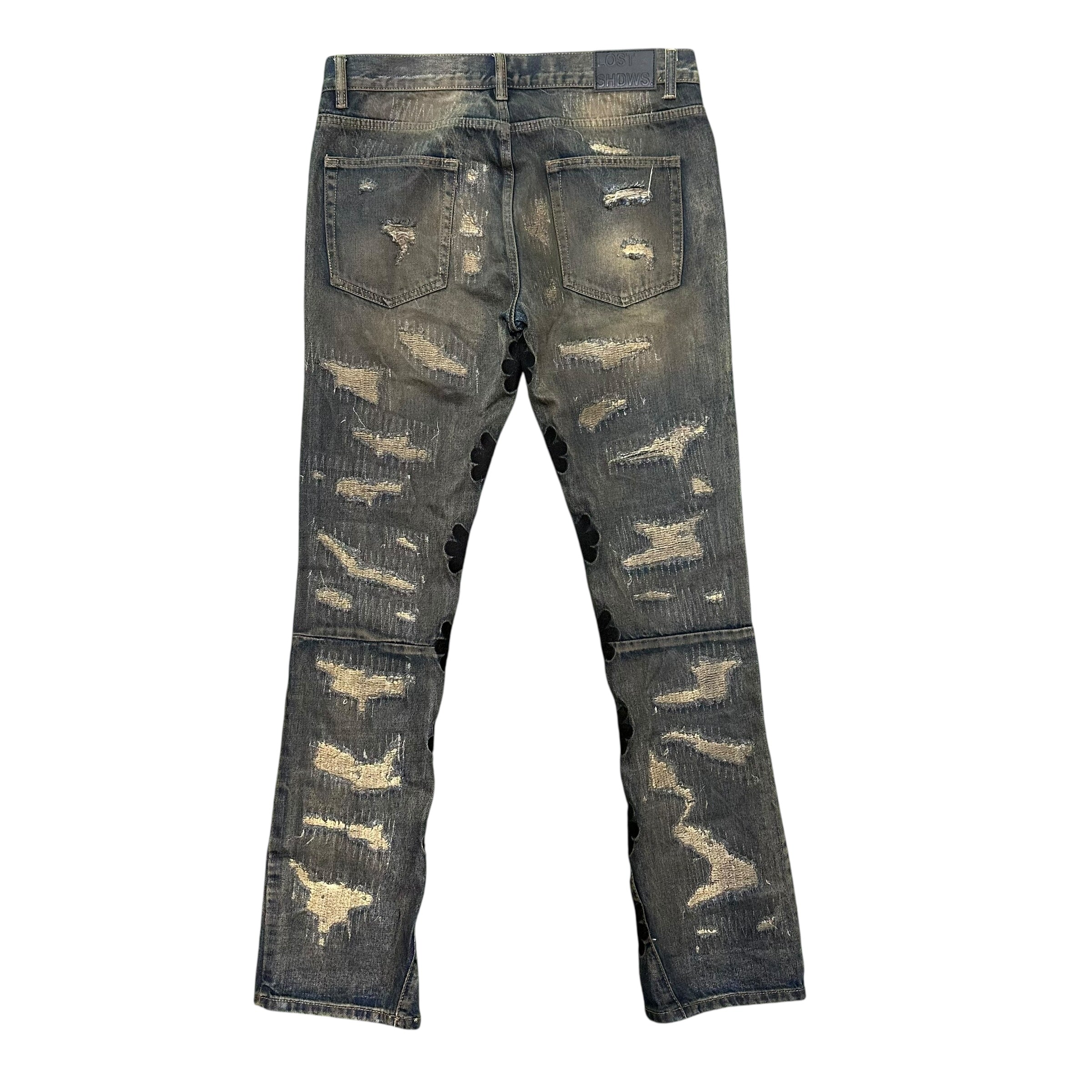 NEW LostShdws. Distressed Flare Jeans