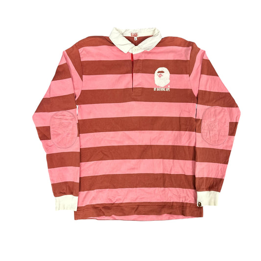 Bape Pink Striped Rugby