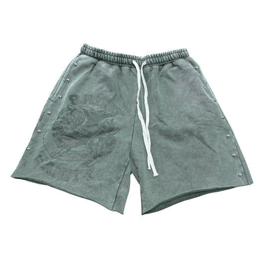 NEW Saint Vanity Green Studded Shorts