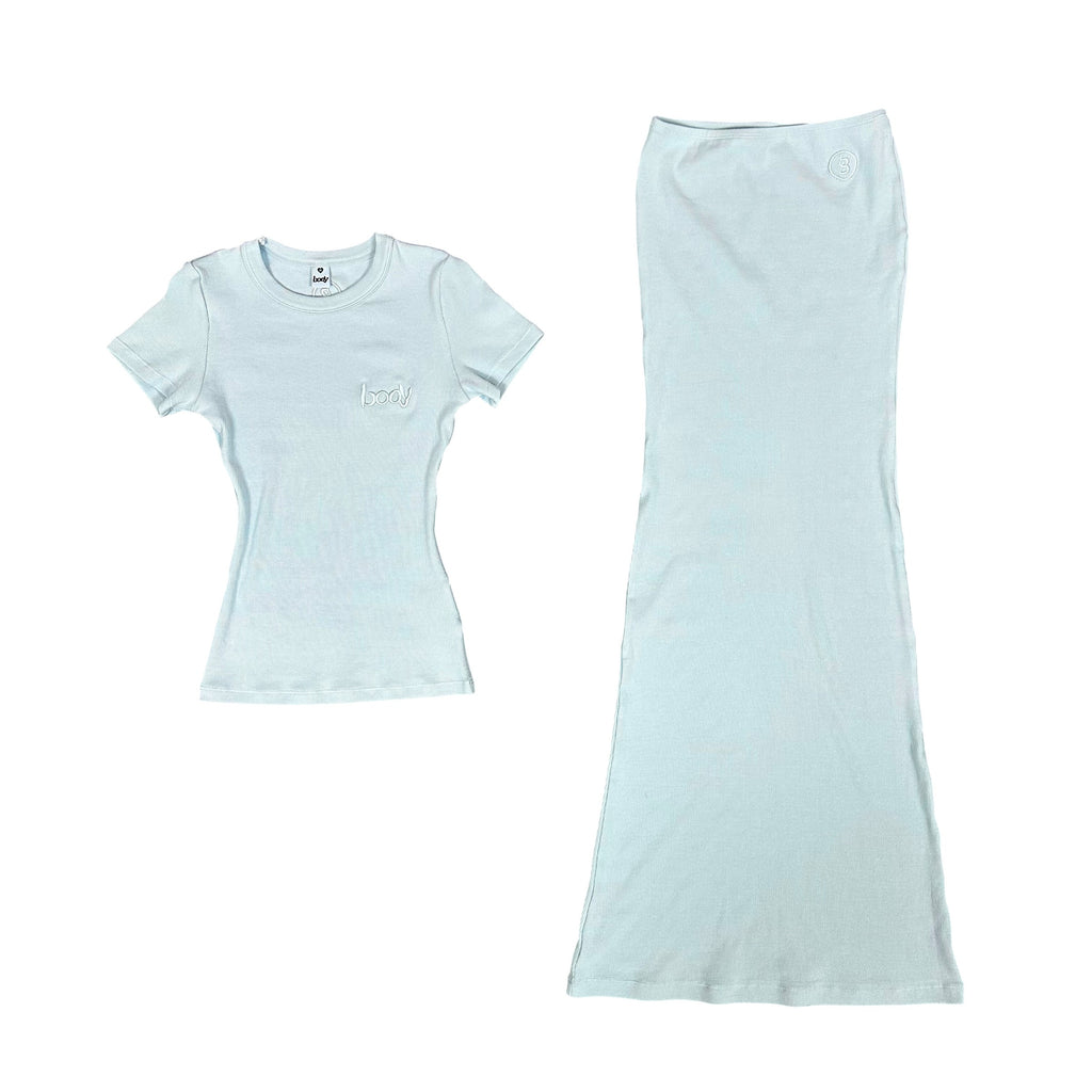 Body by Raven Light Blue Shirt/Skirt Set