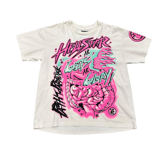 Hellstar White/Pink "No Guts" Tee