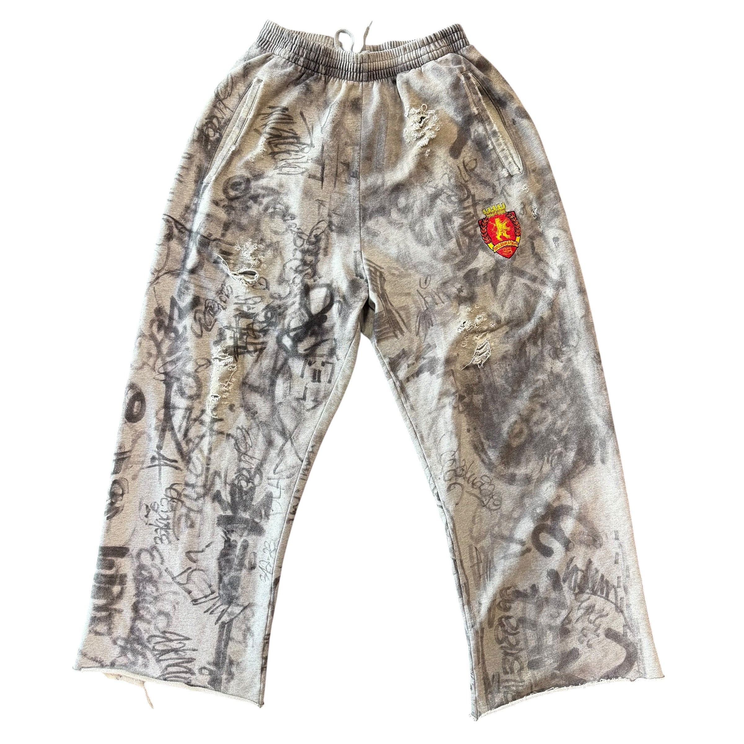 Balenciaga Grey Graffiti Sweatpants