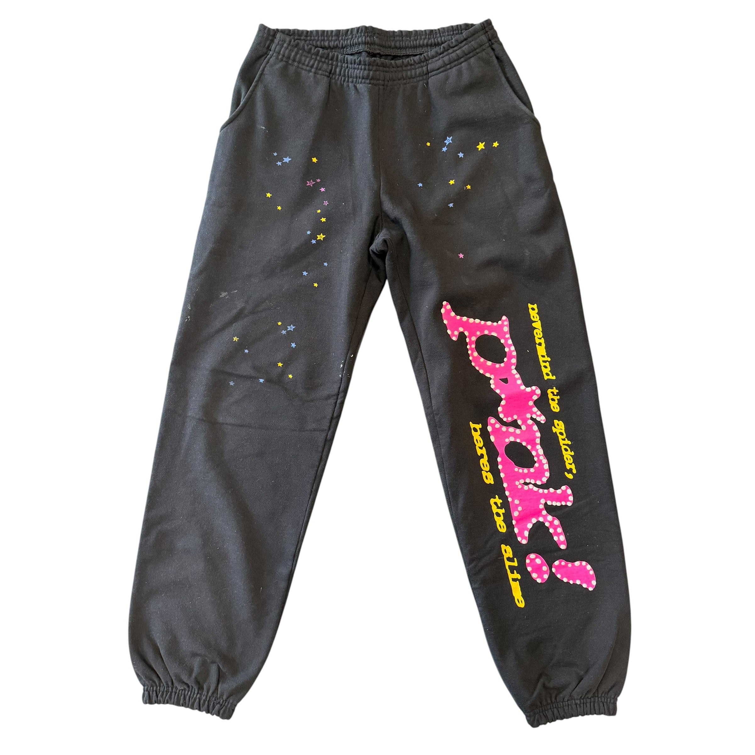 Sp5der “Pink!” Black Sweatpants
