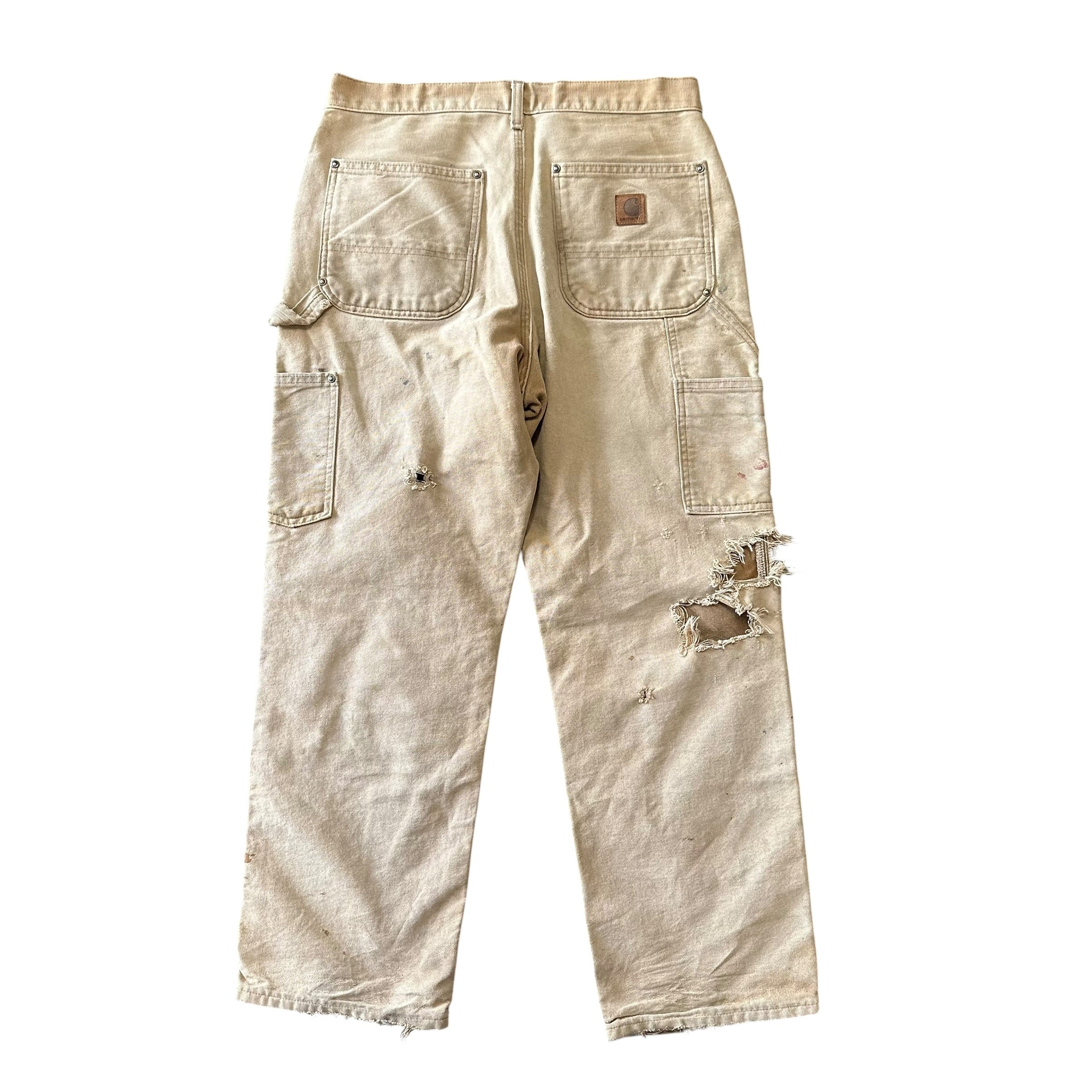 Vintage Carhartt Khaki Distressed Double Knee(31x30)