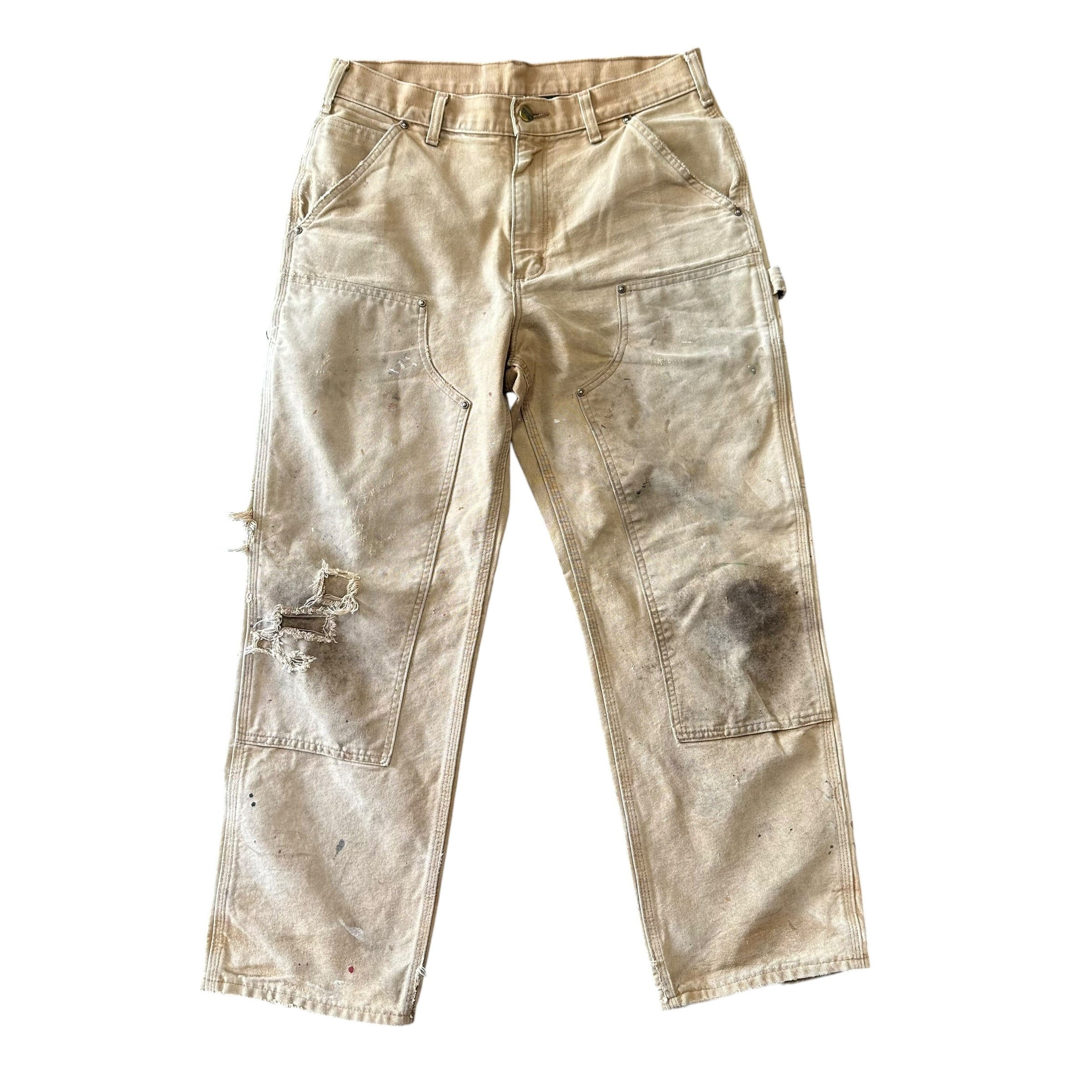 Vintage Carhartt Khaki Distressed Double Knee(31x30)
