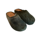 NEW Marni Olive/Blue Fur Mules