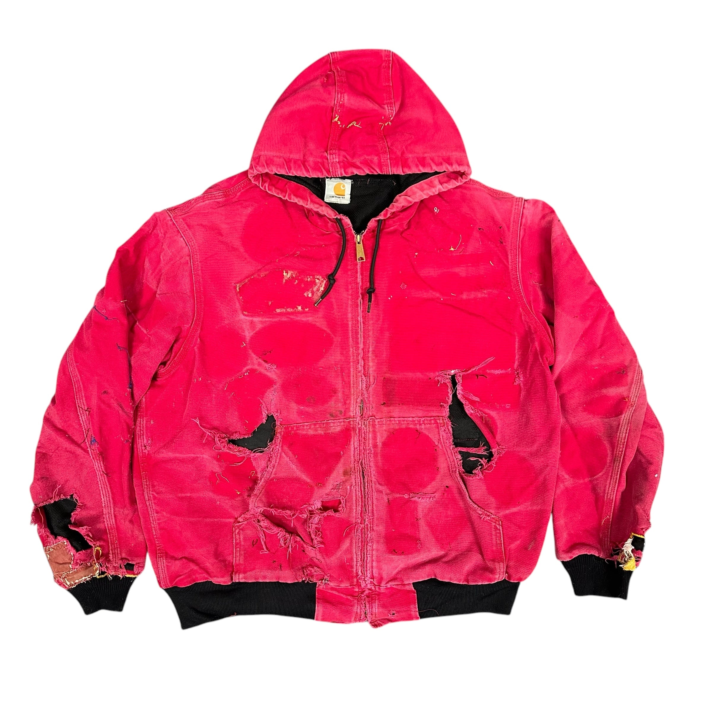 Vintage Carhartt Destroyed Red Hooded Jacket