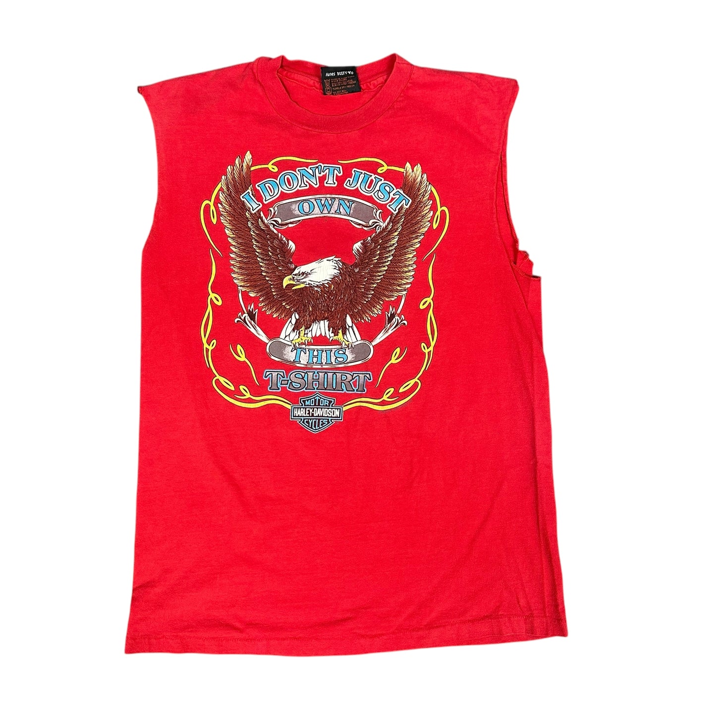 ‘92 Harley Davidson Red Cut Off Tee