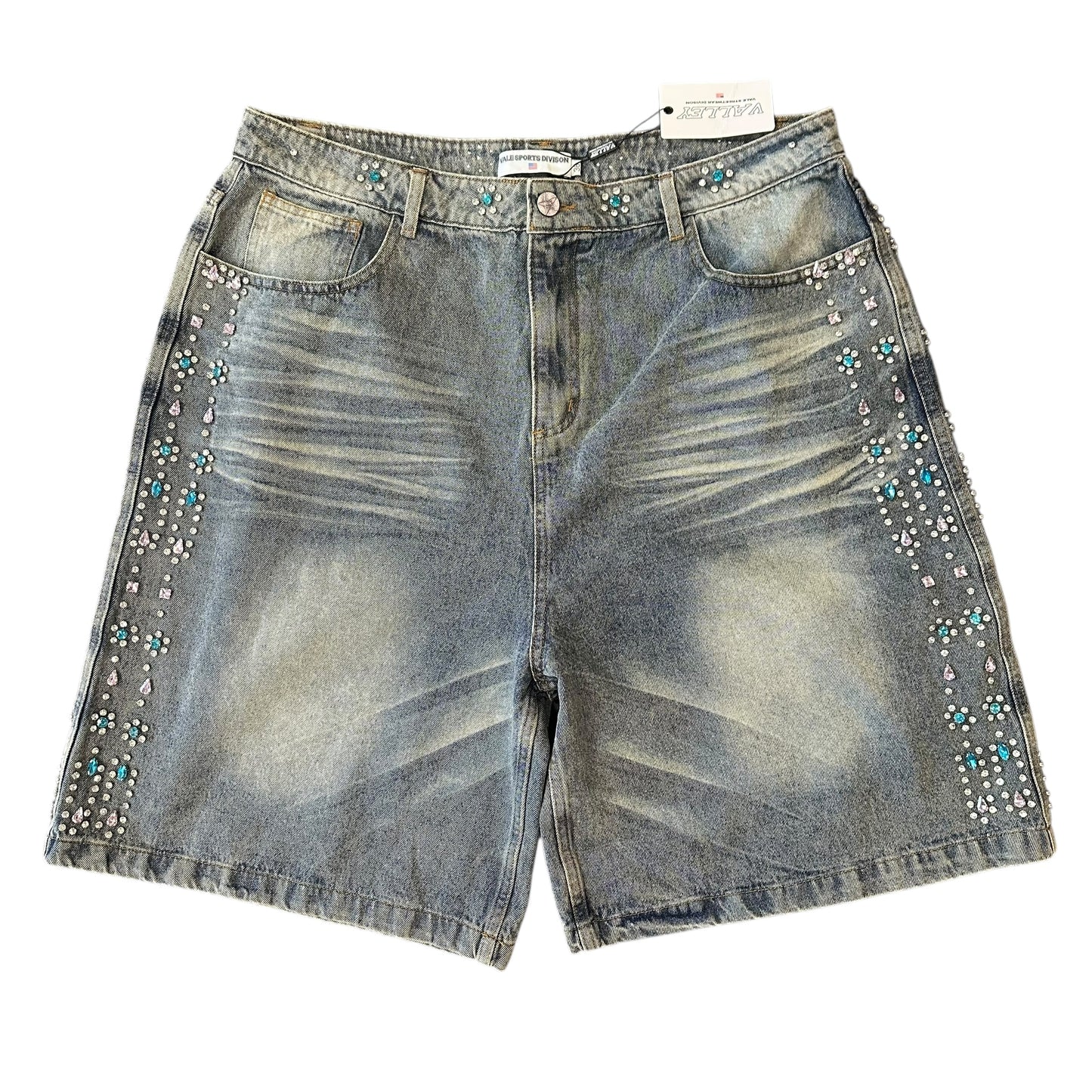 NEW Vale Lives Blue/Pink Jewel Denim Shorts