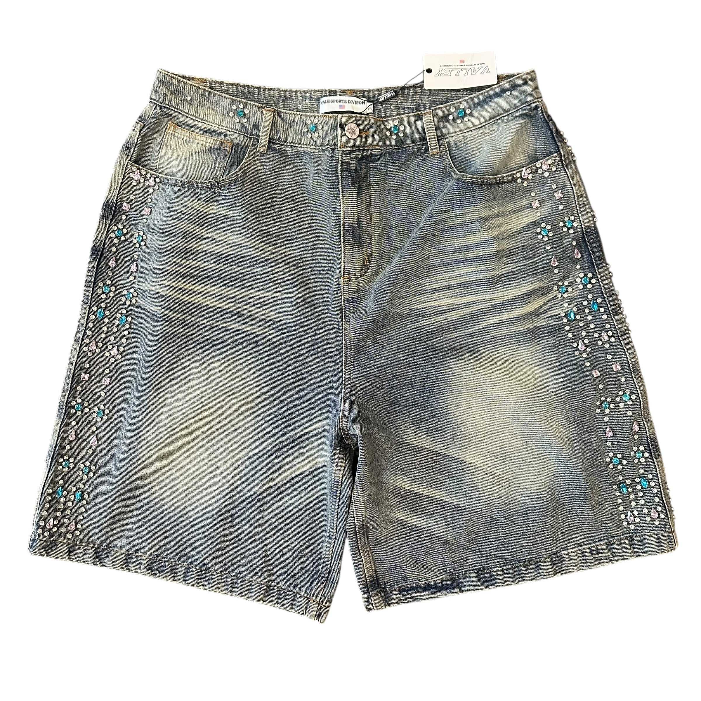NEW Vale Lives Blue/Pink Jewel Denim Shorts